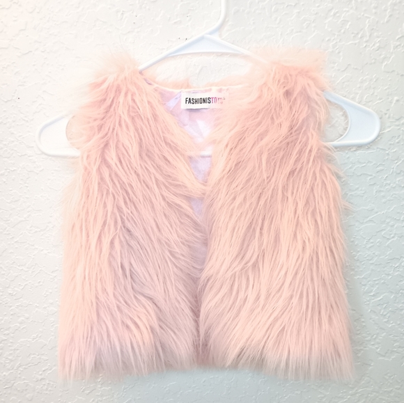 Fashion tots Light Pink faux fur sleeveless vest/ Size: 24 months - Picture 3 of 13